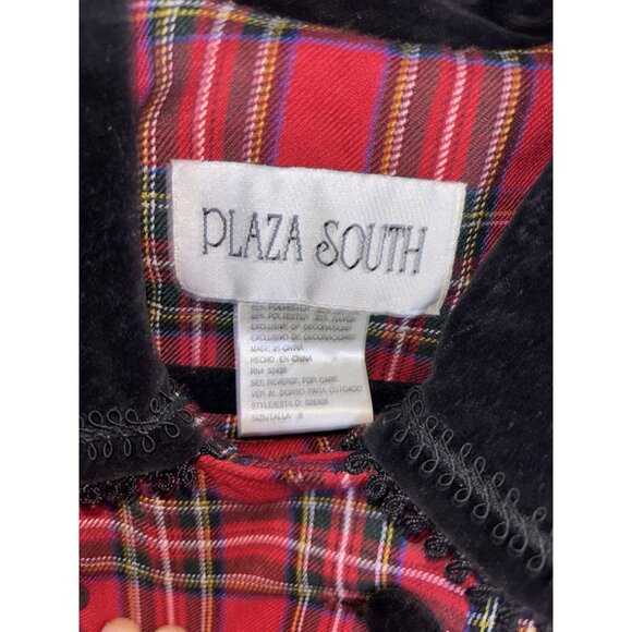 Plaza South Red Black Plaid Maxi Dress Sz 8 Whimsigoth Feminine Retro Winter - Picture 7 of 9